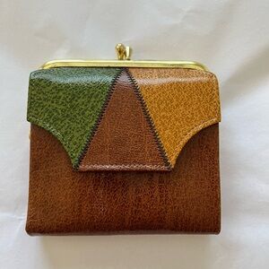 Princess Gardner Vintage Tri-Partite French Purse Buffalo leather 4"x4"